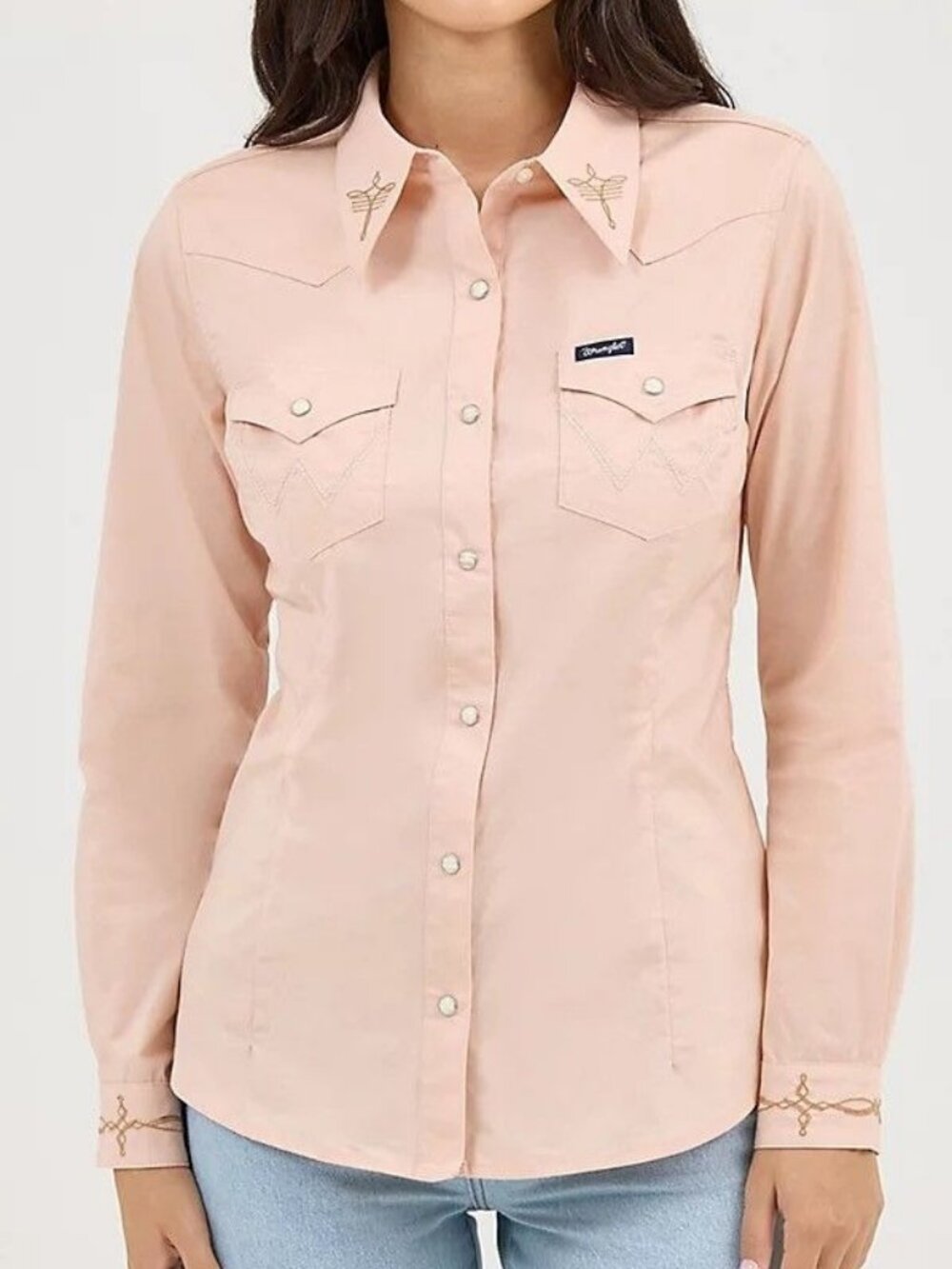 Wrangler Retro Women's Long Sleeve Western Snap Shirt Pink 112372603